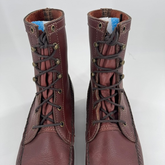 Gokey Upland Mens Handmade Brown Leather Lace Up Moc Toe Work Boots USA Sz 10 - Picture 7 of 10